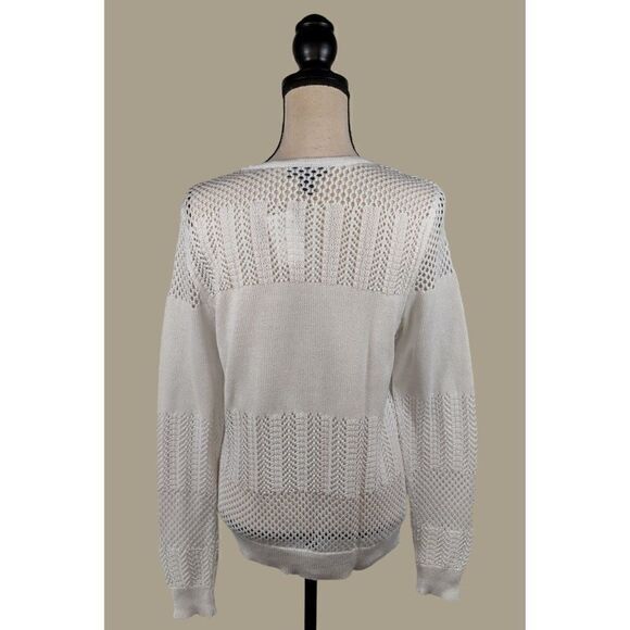 Saks 5th Avenue White 100% Cotton Sweater Size Large NWT - Picture 2 of 11